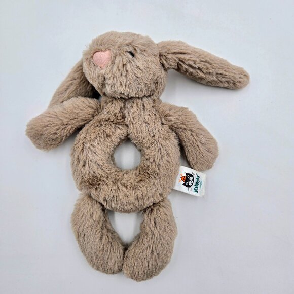 Jellycat Bashful Bunny Rabbit Plush Rattle Ring Grabber Lovey Baby Toy Read - Picture 2 of 9